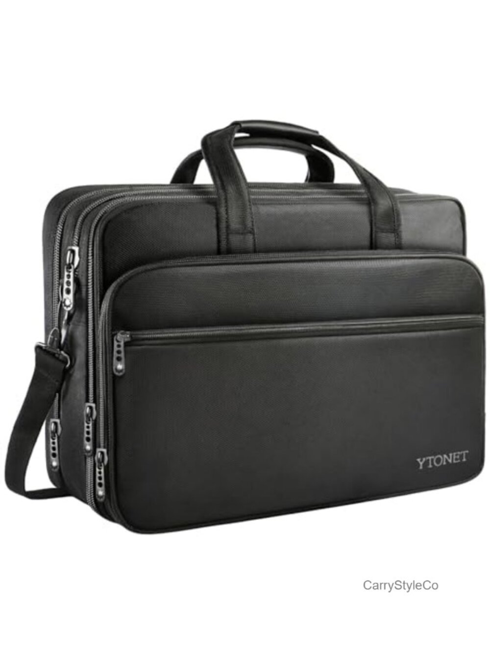 17" Expandable Briefcase Laptop Bag Men Water Resistant Polyester